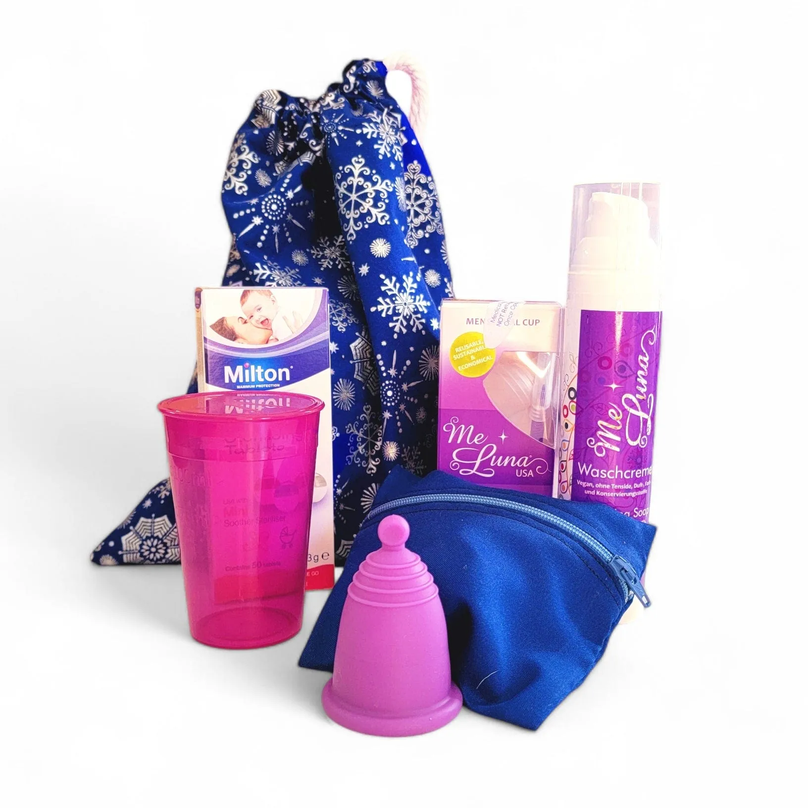 Menstrual Cup Gift Pack with Reusable Gift Bag 'Silver Snowflake'