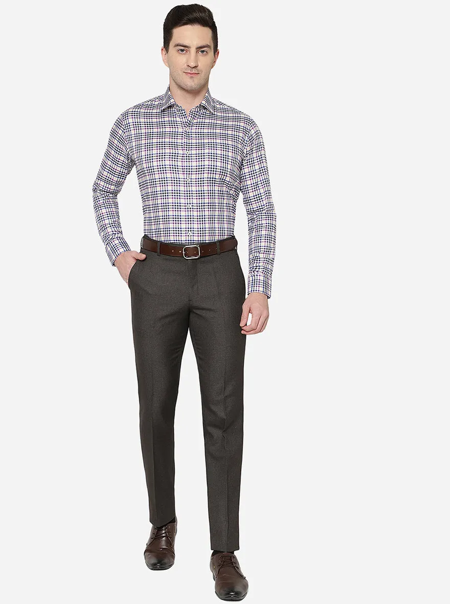 Multicolor Checked Slim Fit Formal Shirt | Metal