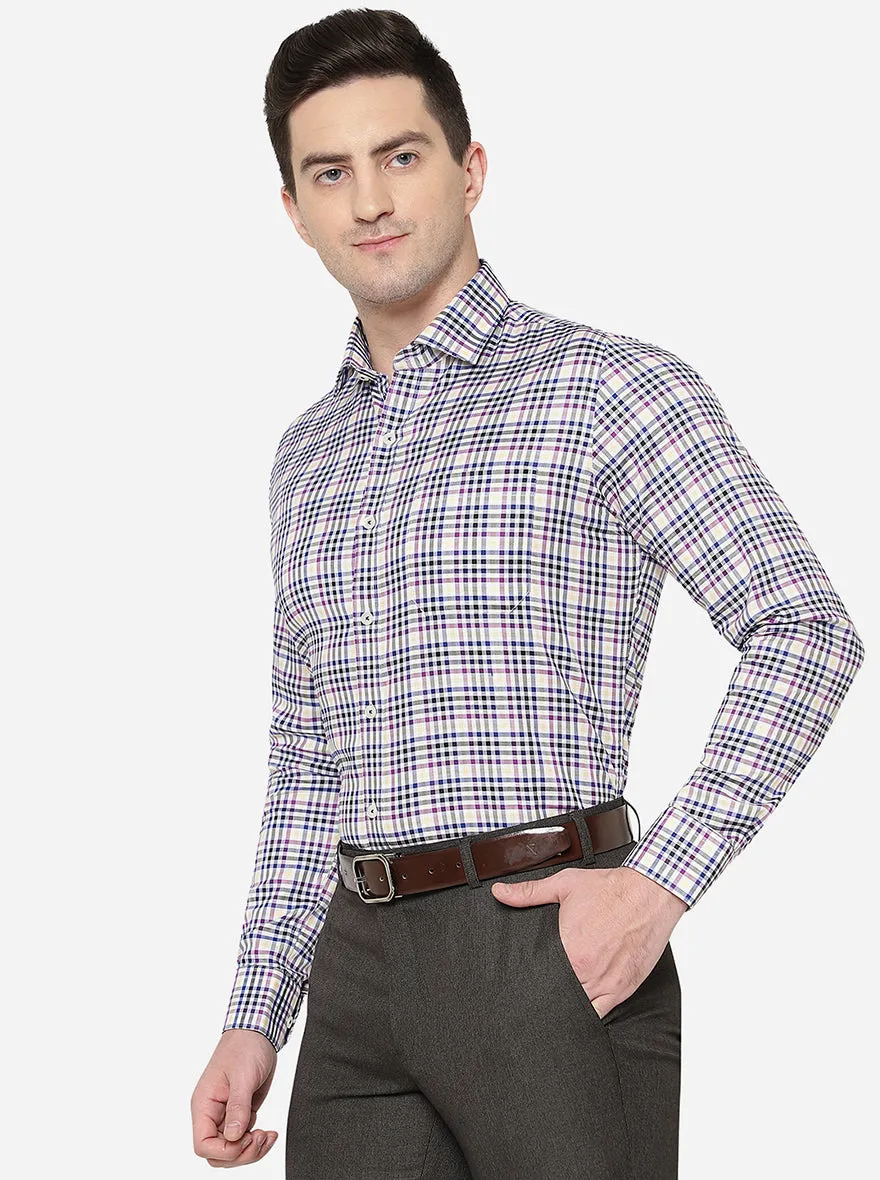 Multicolor Checked Slim Fit Formal Shirt | Metal