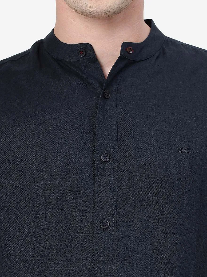 Navy Blue   Solid Slim Fit Casual Shirt | JadeBlue