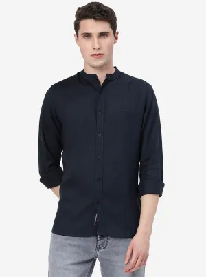 Navy Blue   Solid Slim Fit Casual Shirt | JadeBlue