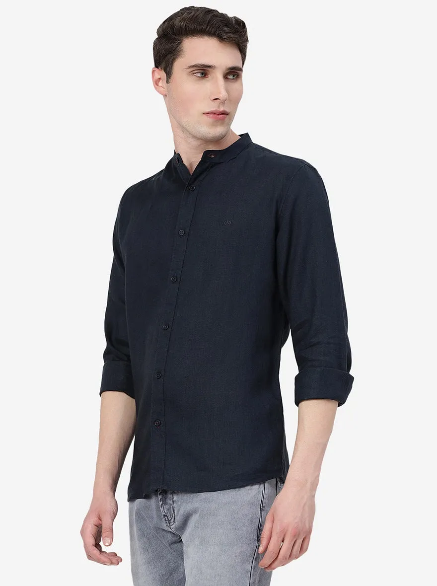 Navy Blue   Solid Slim Fit Casual Shirt | JadeBlue