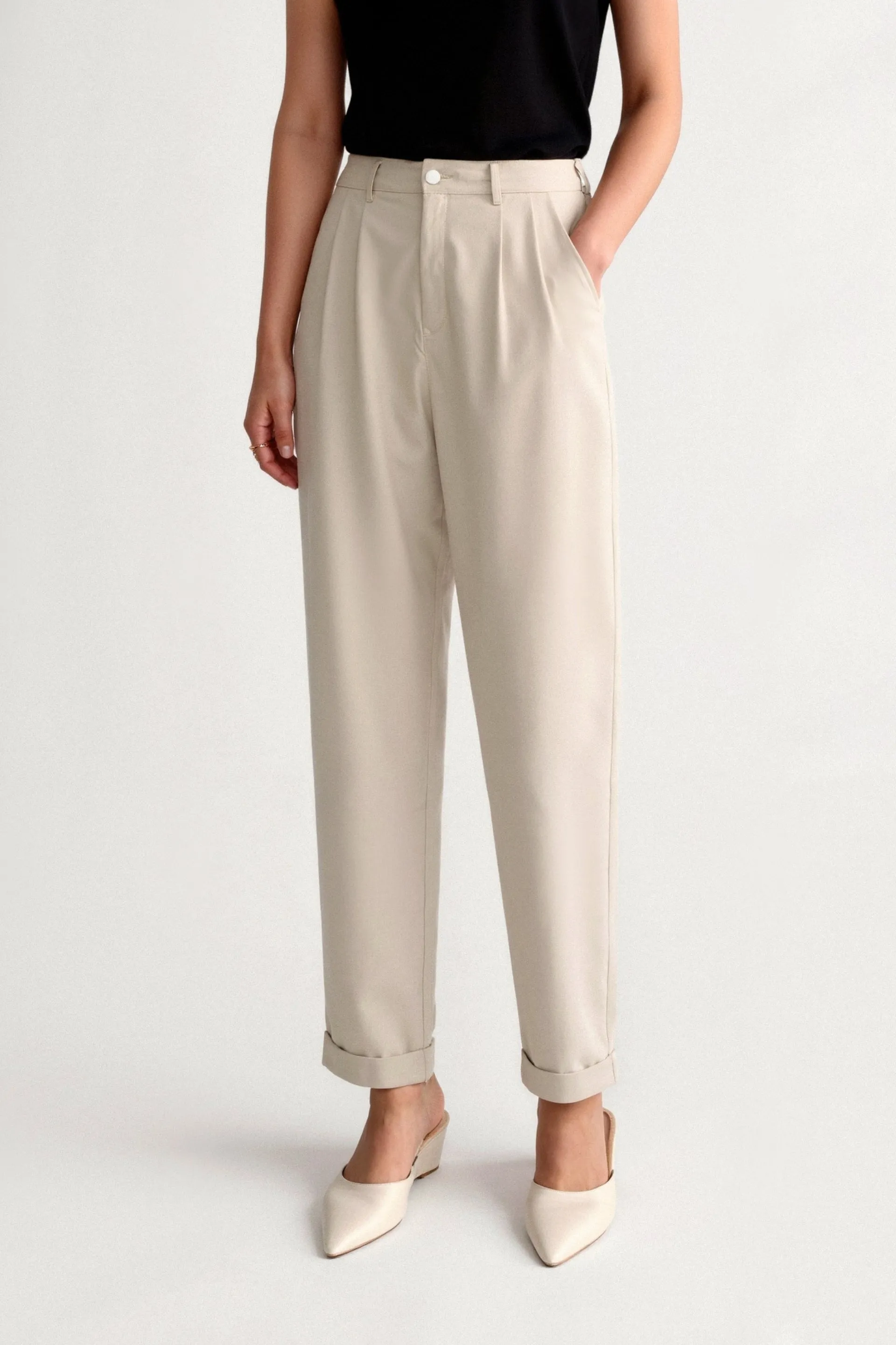 Old Money Casual High Waist Solid Button Straight Leg Pants