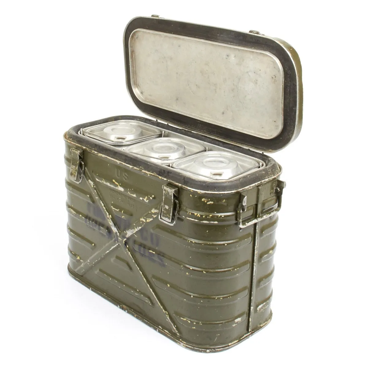 Original U.S. Vietnam War Military Aluminum Mermite Hot Cold Insulated Food Container- 1960s Dates