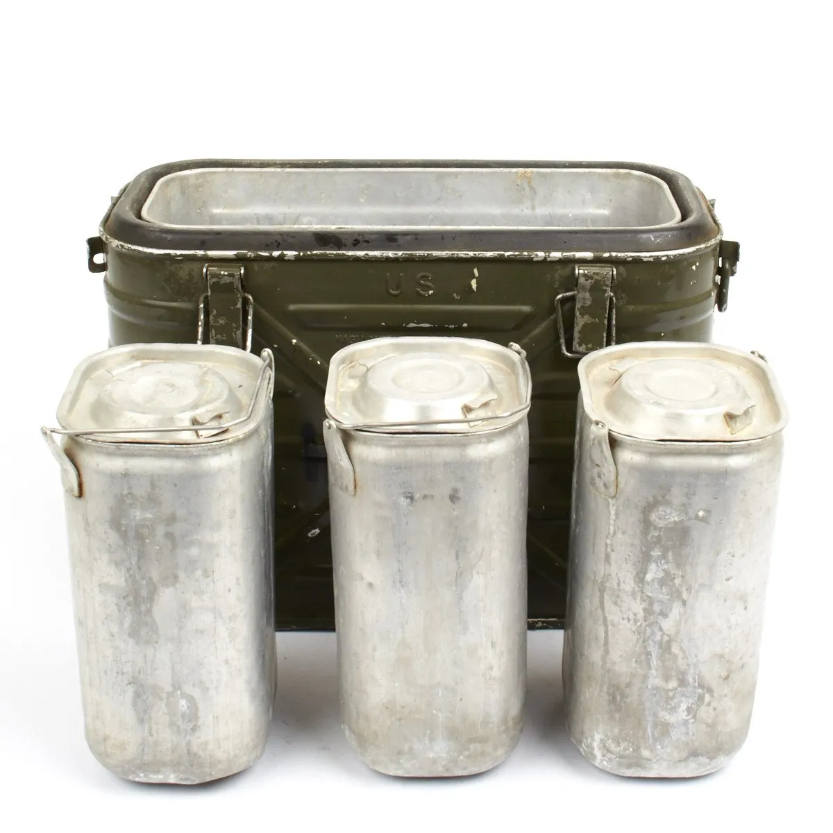 Original U.S. Vietnam War Style Military Aluminum Mermite Hot Cold Insulated Food Container