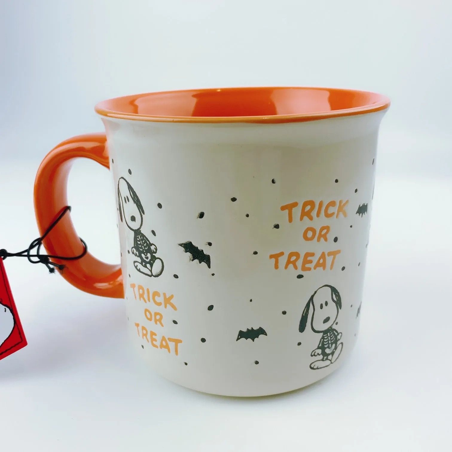 Peanuts Snoopy & Woodstock Skeleton Trick or Treat Large Mug 21 oz Orange