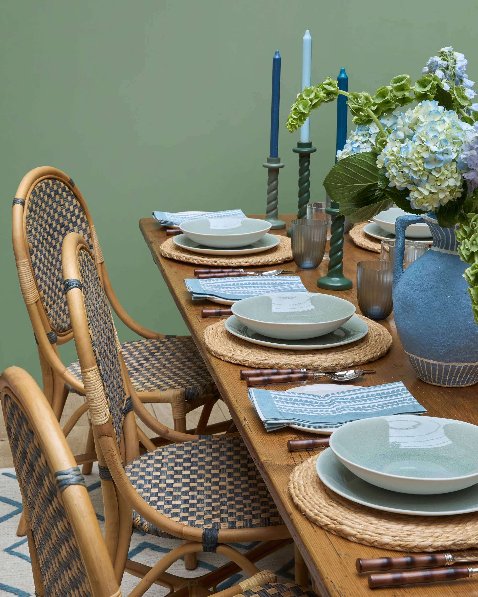 Rattan Dining Chair - Blue