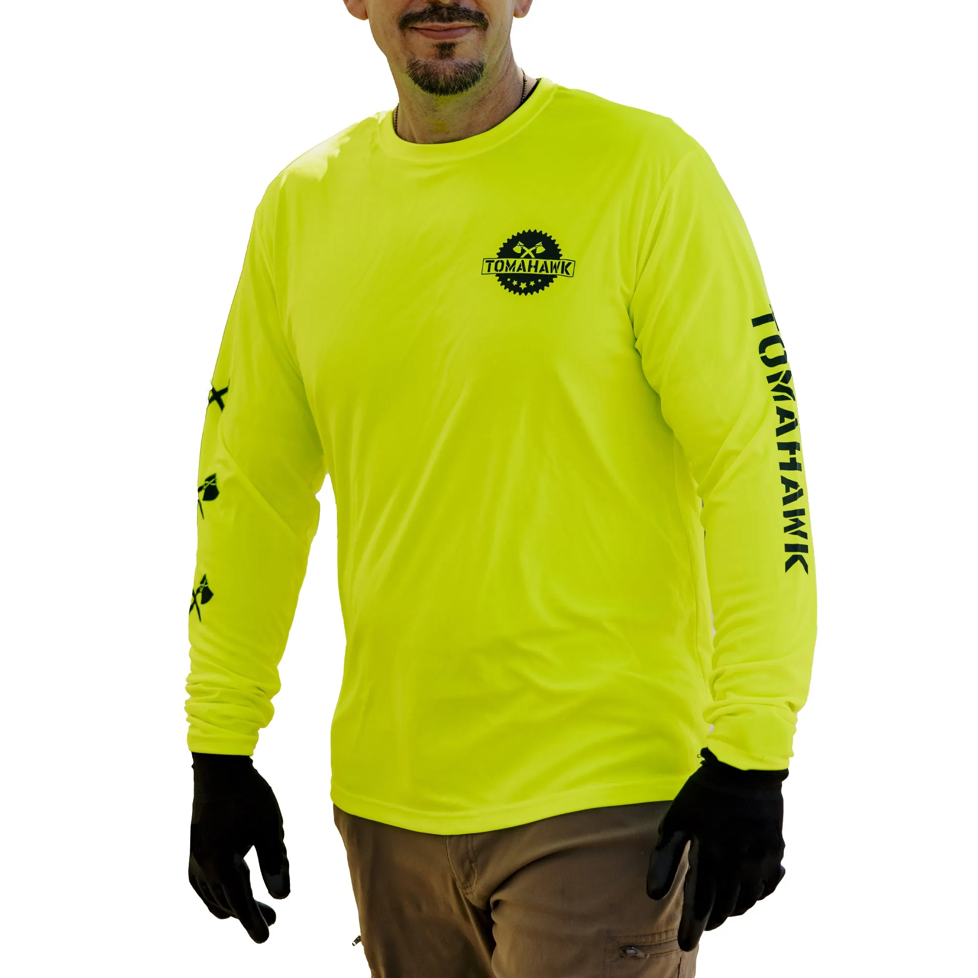 Safety Yellow Polyester 4 oz. Long-Sleeve Moisture Wicking T-Shirt (Add Shirt Size to Order Instructions)