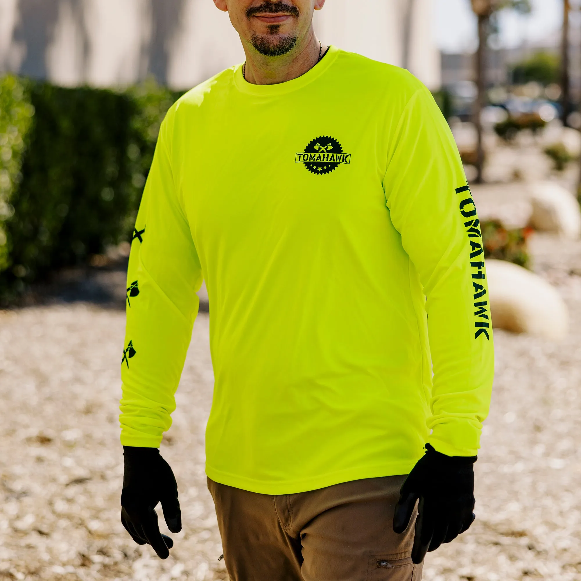 Safety Yellow Polyester 4 oz. Long-Sleeve Moisture Wicking T-Shirt (Add Shirt Size to Order Instructions)