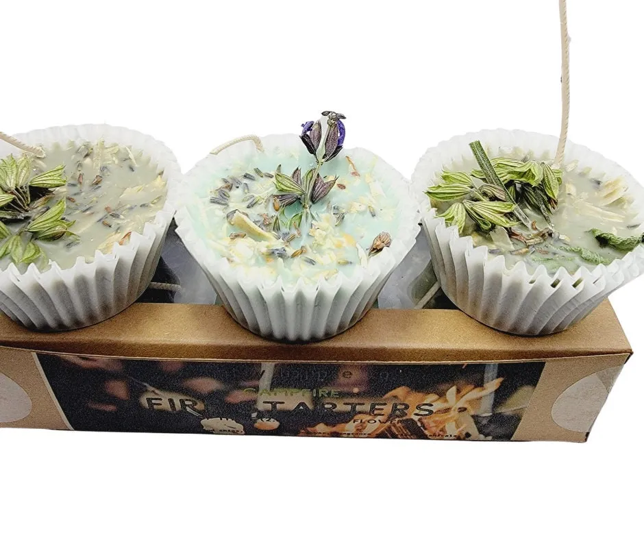 Sage Flower Fire Starter Trio for Camping   Bonfires