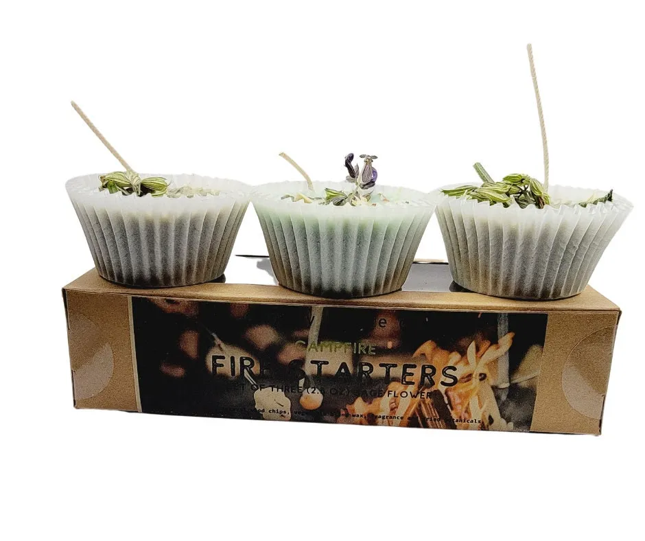 Sage Flower Fire Starter Trio for Camping   Bonfires