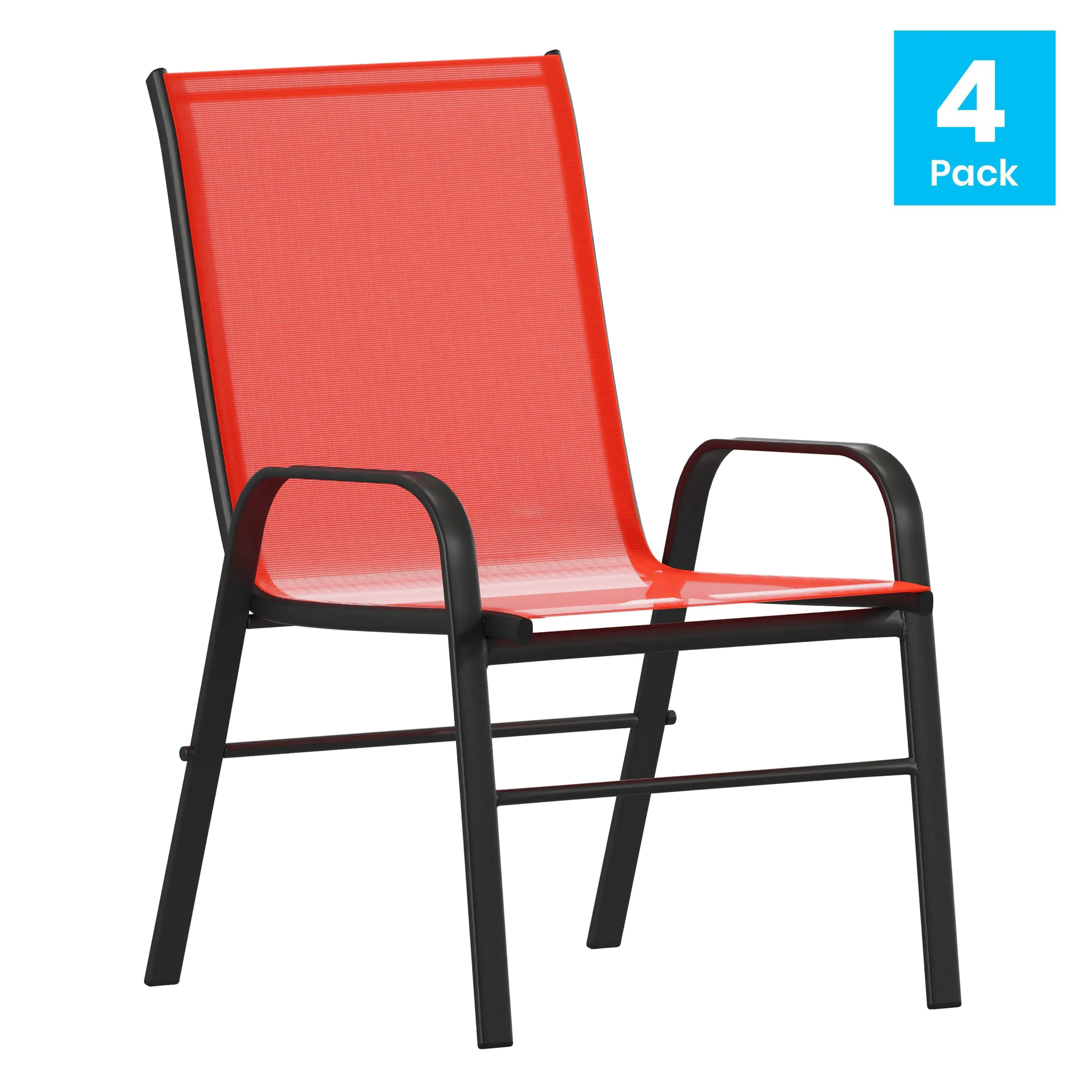 Set of 4 Sling Patio Chairs for Restaurant and Residential Outdoor Spaces