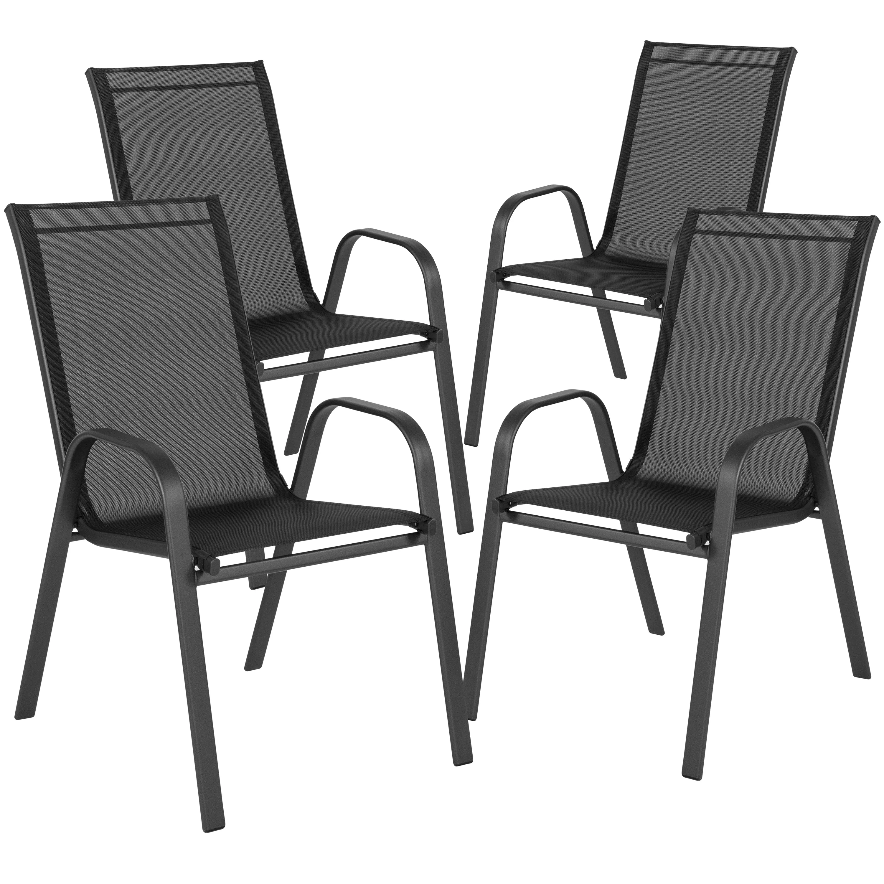 Set of 4 Sling Patio Chairs for Restaurant and Residential Outdoor Spaces