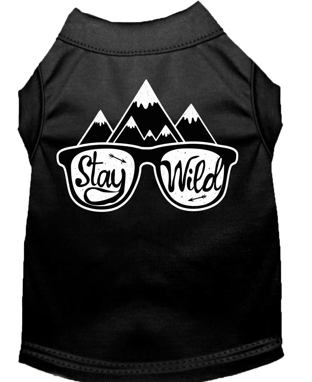 Stay Wild Screen Print Dog Shirt Black Sm (10)