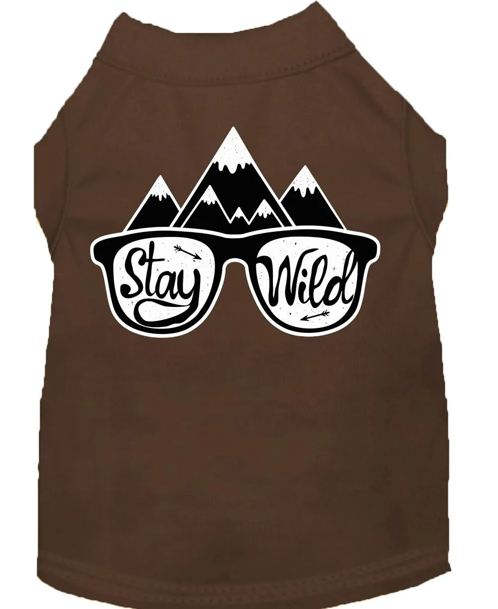 Stay Wild Screen Print Dog Shirt Brown Xl (16)