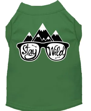 Stay Wild Screen Print Dog Shirt Green Lg (14)