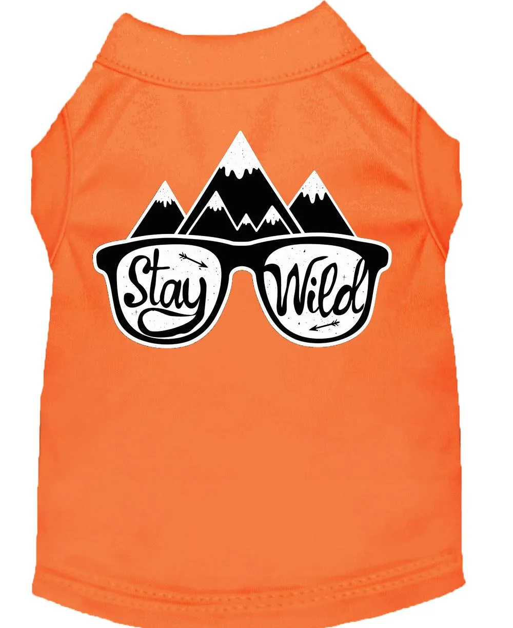 Stay Wild Screen Print Dog Shirt Orange Xl (16)