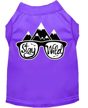 Stay Wild Screen Print Dog Shirt Purple Sm (10)