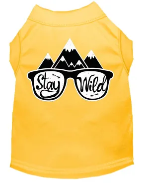 Stay Wild Screen Print Dog Shirt Yellow Lg (14)