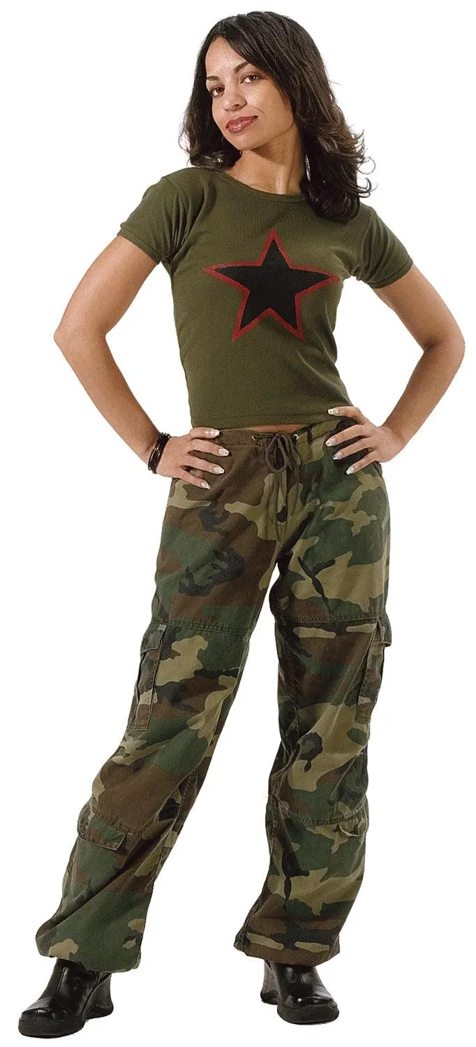 Womens Unwashed Camo Paratrooper Fatigue Pants