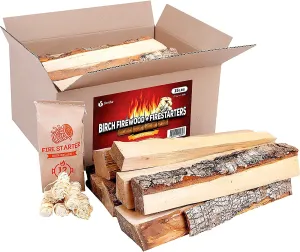 Zorestar Birch Firewood 10 lbs - Split Seasoned Fire Wood for Fireplace and Campfire